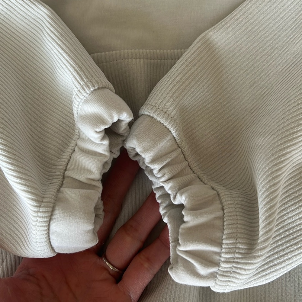 Lululemon Brushed Softstreme Ribbed Half Zip and High Rise Short 4” Bone Set - Picture 11 of 16